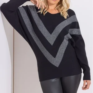 chevron batwing knitted jumper