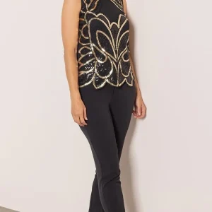 embellished sleeveless mesh top