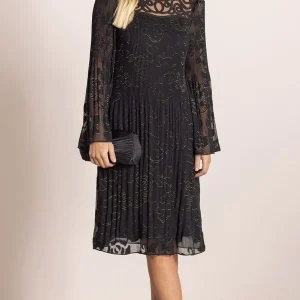 pleated burnout shimmer dress