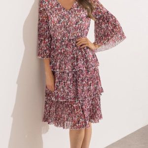 tiered floral print dress