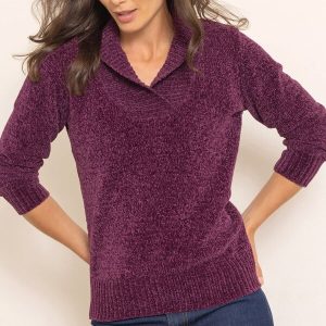 chenille long sleeve collared jumper