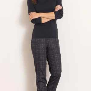 printed ponte slim leg trousers